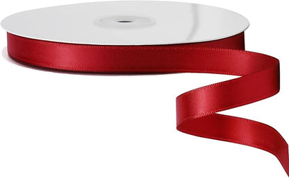 LIUYAXI Red Double Faced Satin Ribbon, 3/8" X Continuous 25 Yards, Ribbons Perfect for Gift Wrapping Bows Bouquet Wedding Decor DIY Craft and More