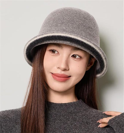 Women Warm Vintage Bucket Hats Fashion Fedora Cloche Cap Classic Felt Bowler Hat Outdoor Fall Winter