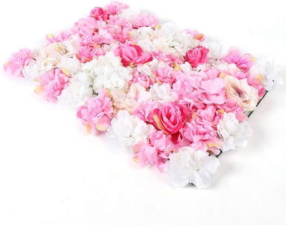 16"x 24" Artificial Flower Wall Panels,Flower Wall Mat Silk Flower Panels for Outdoor Garden Backyard Fence Fence Privacy Screen and Indoor Wall Decor (8Pcs Pink+White 8)