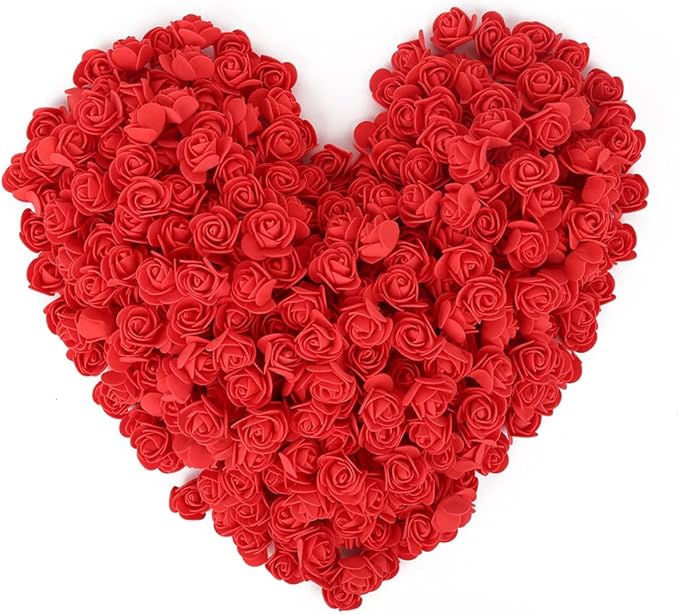 500pcs Mini Foam Rose Heads, Red Foam Flower Bulk Fake Rose Flower Head for DIY Crafts Wedding Bouquets Baby Shower Centerpieces Floral Arrangements Party Tables Home Decorations(Red)