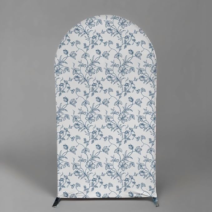 Something Blue Before I Do Arch Backdrop Cover Wedding Bridal Shower Bride to be Toile Party Arch Fabric Cover Blue Bloom Floral Baby Shower Decors (3.3X6.5ft,4285)