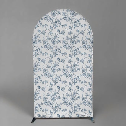 Something Blue Before I Do Arch Backdrop Cover Wedding Bridal Shower Bride to be Toile Party Arch Fabric Cover Blue Bloom Floral Baby Shower Decors (3.3X6.5ft,4285)