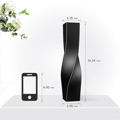 Tall Vase On Floor, 16.34" Twisted Geometric Flower Vase for Home, Living Room, Flower Centerpieces, Shelf, Table, Decor, Creative Unique Decorative Vases