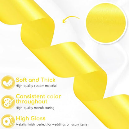 Yellow Ribbon 1-1/2 Inch 30 Yards Single Face Yellow Satin Ribbon for Floral Arrangement, Fabric Ribbon for Gift Wrapping Crafts Hair Accessories Sewing Easter Christmas