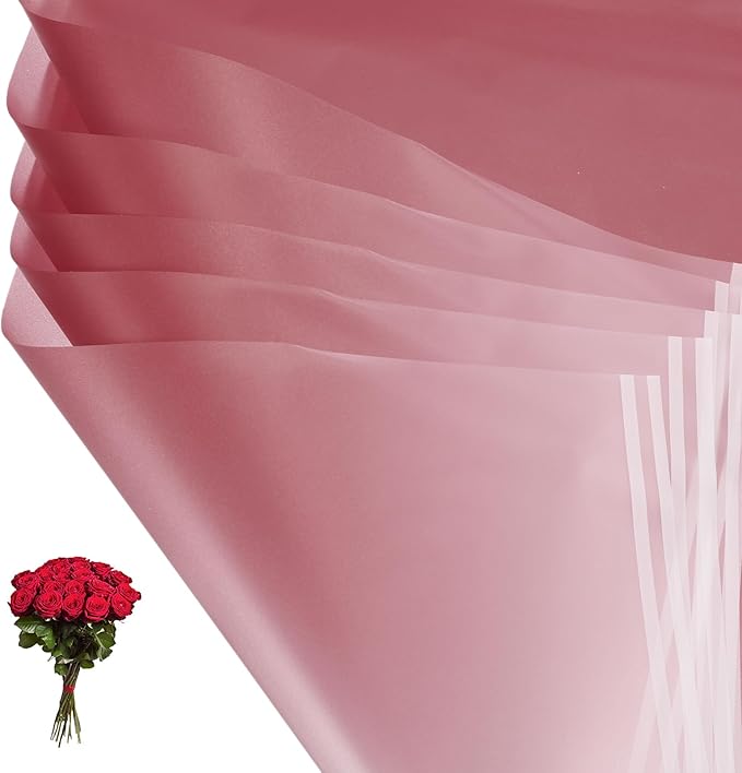 PATIKIL Flower Gift Wrapping Paper, 20 Sheets Waterproof Bouquet Paper Wrap Florist Supplies Packaging Floral Papers for Wedding DIY Craft Valentine Mother's Day, Pink