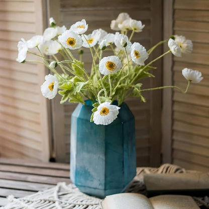 Artificial Flowers 6 Stems Poppy Silk Bouquet,for Wedding, Home, Party Decoration,Table Centerpiece Arrangement(White)