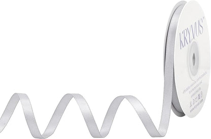 Silver Satin Ribbon, Double Faced 1/4 Inch X 25 Yards Silver Ribbon, Premium Satin Ribbon for Gift Wrapping, Crafts, Hair Bow Making, Sewing, Flower Bouquet, Wedding Party Decor