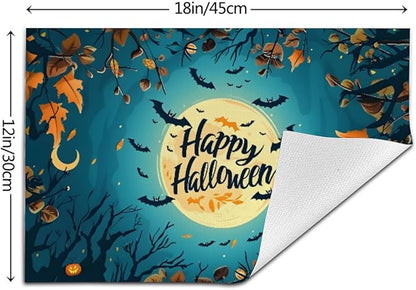 PVC Placemats Set of 1 Wipeable Table Mats Washable Heat Resistant Non Slip Vinyl Dining Table Mat for Kitchen Indoor Outdoor Patio Farmhouse Place Mats Halloween Bat Maple Decorative