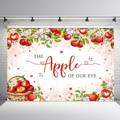 MEHOFOND Fall Apple Baby Shower Photography Backdrop Apple of Our Eye Baby Shower Decorations Autumn Floral Princess Baby Shower Party Photo Studio Booth Background Banner 10x7ft