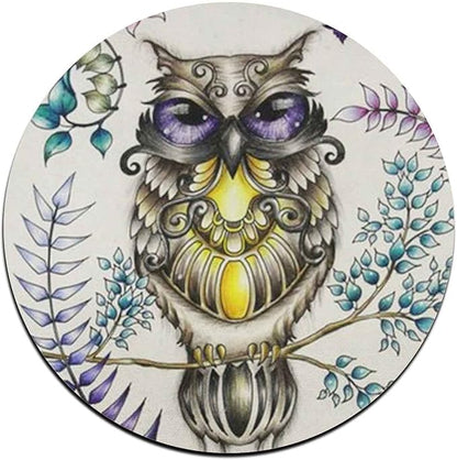 Watercolor Owl Round Coaster Set - Made of Recycled Rubber - Set of 4