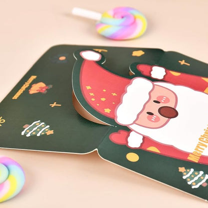 SeunKieer 6pcs Christmas Gift Card Box Holder with Bows, Merry Christmas Gift Greeting Cards Present Wrap Boxes Mini Favor Boxes for Wedding, Xmas, Holiday, Baby Shower Birthday Party Decoration