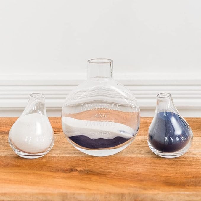 Weddingstar Custom Modern Wedding Sand Ceremony Vase Set - Classic Couple Etching