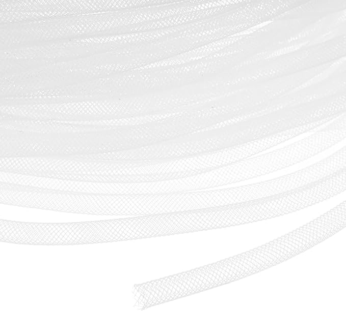 Mesh Tube Ribbon 25 Yards, 6mm Elastic Fabric Ribbons Mesh Tubing for Crafts/Gift Wrapping/Flower Bouquets/Wedding/Birthday/Holiday/Wreaths Christmas/Decoration[White]