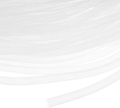 Mesh Tube Ribbon 25 Yards, 6mm Elastic Fabric Ribbons Mesh Tubing for Crafts/Gift Wrapping/Flower Bouquets/Wedding/Birthday/Holiday/Wreaths Christmas/Decoration[White]