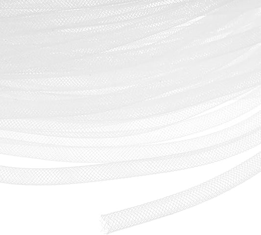 Mesh Tube Ribbon 25 Yards, 6mm Elastic Fabric Ribbons Mesh Tubing for Crafts/Gift Wrapping/Flower Bouquets/Wedding/Birthday/Holiday/Wreaths Christmas/Decoration[White]