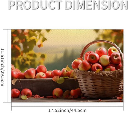 Fall Fruit Apple Placemats Set of 6 PVC Vinyl Non Slip Table Mats Waterproof Heat Resistant Place Mats Washable Wipeable Dining Table Mat for Kitchen Party Farmhouse Indoor Outdoor Decorative