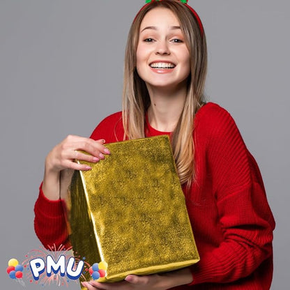 PMU Gift Wrap Mylar Roll Metallic Gold 2-sided, 48 Inches X 50 Ft Roll 1.4 Mil Highly Reflective Mylar Film, Great for Gifts, Birthdays, Christmas, Baskets, Arts & Crafts