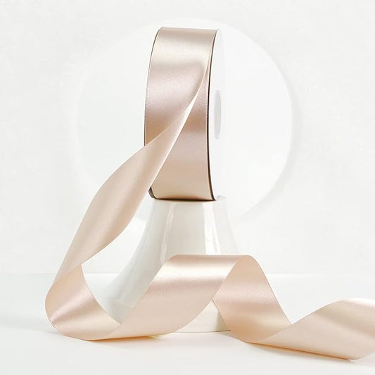 MEEDEE Vanilla Satin Ribbon 1-1/2 Inch Vanilla Ribbon Lux Double Faced Satin Ribbons by 50 Yards Polyester Satin Ribbons for Crafts, Weddings, Flower Bouquet, Holiday Decorating