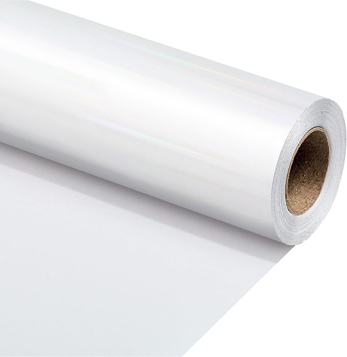 Merture Solid Color Wrapping Paper Roll - 17 Inches X 32.8 Feet(46.5 sq.ft.) - 1 Roll, Metallic White Wrapping Paper for Wedding, Birthday, Party, Holiday, Congrats, Shower