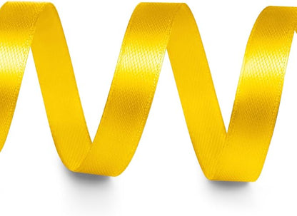 3/8" x 100 Yards Satin Ribbon - Yellow Silk Ribbon with Spool - Ideal for Gift Wrapping, Floral Bouquets, Crafts, Wedding Party Decorations, Christmas and Sewing Projects