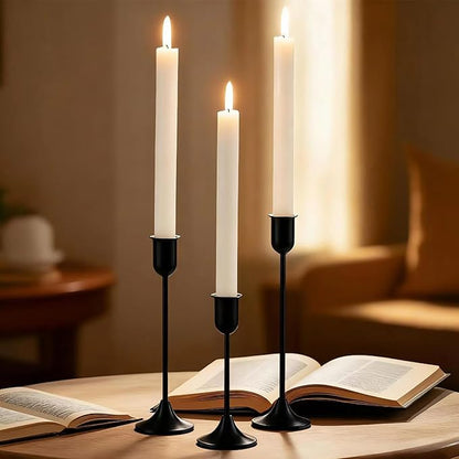 6 Pcs Black Candle Holders Set, Vintage Home Decor – Modern Taper Candlestick Holders for Wedding, Table Centerpieces – Great Gift for Housewarming, Birthday Parties, Wedding & Christmas Season