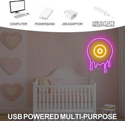 Melting Vinyl Record Led Neon Sign, Music Wall Décor, 90s theme party decoration, Vinyl record led-neon wall neon decor, Custom neon sign for Bedroom Home Bar Birthday Party Wedding Wall-Pink