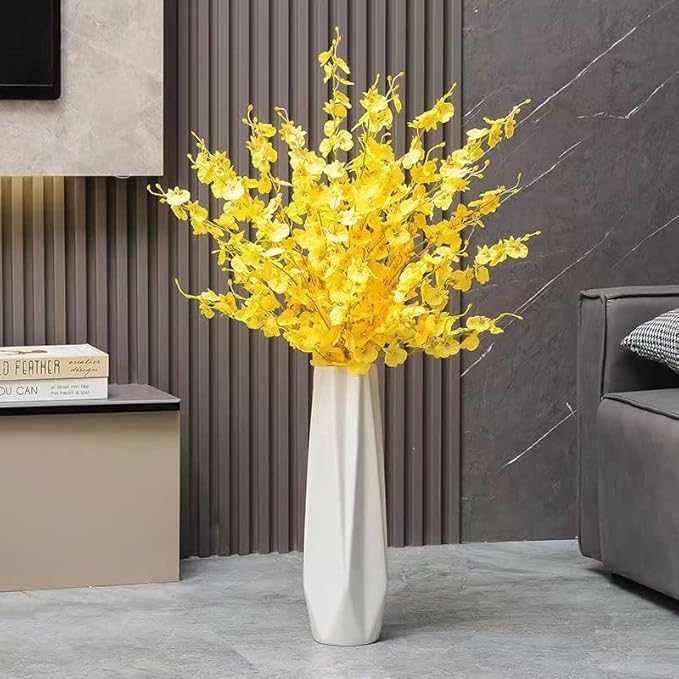 Ceramic Floor Large Vase 17.7 Inches Tall,White Modern Flower Tall Vases for Office, Home,Farmhouse,Living Room Décor,Simple Origami Design Fall Decorative Porcelain Flower Arrangement Vase Ideal Gift