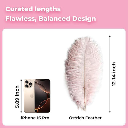 Piokio 20 pcs Natural Light Pink Ostrich Feathers 12-14 inch(30-35 cm) Bulk for Wedding Party Centerpieces and DIY Clothes Decoration, Gatsby Decorations