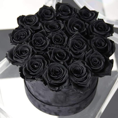 Laelfe 12 PCS Artificial Flowers Black Roses, Fake Silk Flower Long Stem Artificial Rose for Halloween Home Wedding Party Decorations(Black)