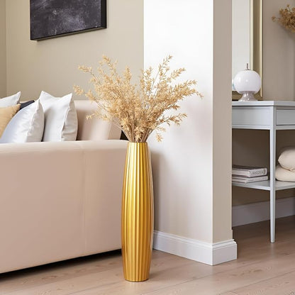 Floor Vases, Tall Floor Vase 23.6 inch (60CM, 1.96FT) Tall Vases, Sturdy Gold Vase for Living Room Decor, Resin Gold