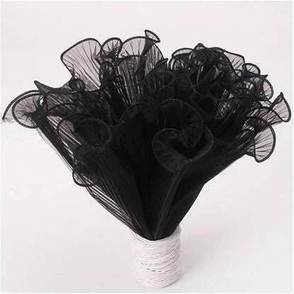 Black Korean Fresh Flower Wrapping Mesh Paper Bouquet Floral Packaging Paper Wrinkled Wavy Net Yarn Valentine's Day Flower Shop Supplies Wedding Birthday Decoration 11 X 162 inches/bag (black)