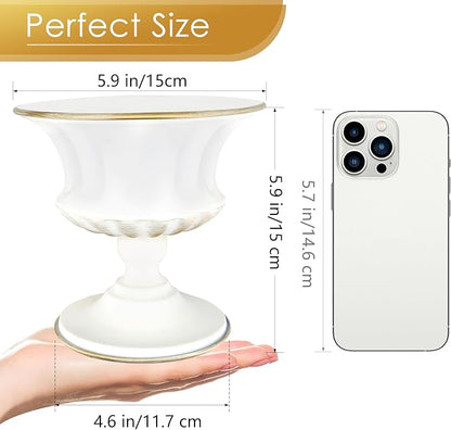 White Vase for Centerpieces Compote Bowl: Wedding Pedestal Vases 5.9 Inch Metal Flower Urn for Table Home Party Set of 10