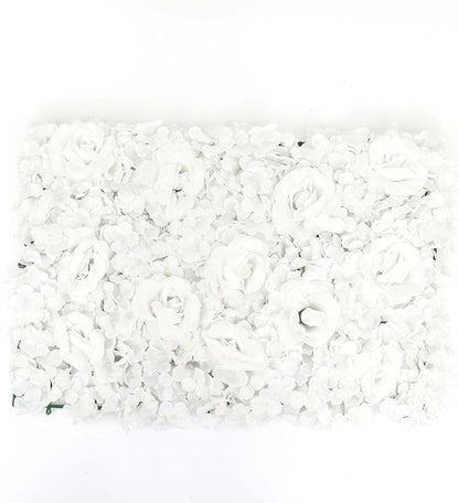 Efavormart 4 Pack 11 Sq ft. UV Protected White 3D Silk Rose & Hydrangea Flower Panel Wall Mat for DIY Party Centerpieces Decor
