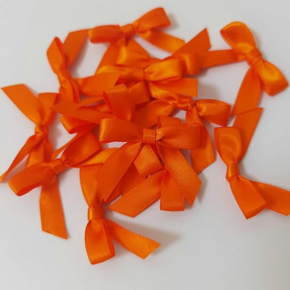50pcs 1-1/2" Mini Orange Satin Ribbon Bows Without Twist Ties for Crafts Gift Wrapping Packing Christmas Decoration (Orange)