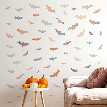 Halloween Wall Stickers 51pcs Colorful Bats Wall Decor, Halloween Decorations,Bat Stickers Removable Suitable for Bedrooms, Living Rooms, Party Scenes, Kindergartens