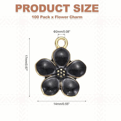 MECCANIXITY Enamel Charm Cherry Blossom Alloy Cute Small Flower Charm Gold Plated Pendant for Jewelry Making