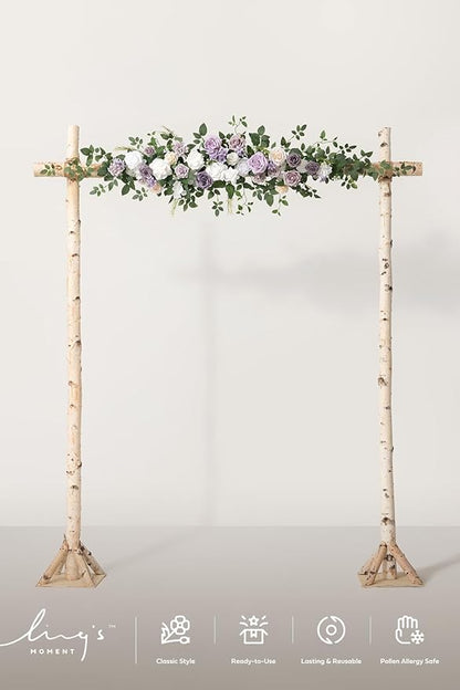 Ling's moment Wedding Arch Flowers - 6.5FT Floral Garland for Ceremony Arbor Backdrop Decoration - Artificial Rose Floral Swag for Sweetheart Table Birthday Party, Baby Shower, Purple