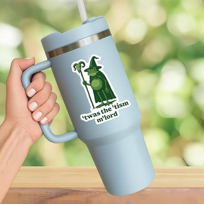 HANDICHI Design 5-Pack 5 Inch ’TWAS The ’Tism M’Lord Stickers – Funny Wizard Frog Meme Vinyl Decals – Neurodivergent Stickers Pack for Laptops, Water Bottles, Journals and Scrapbooks