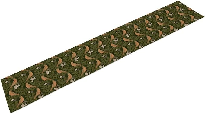 William Morris Table Runner, Vintage Green Botanical Plant Birds Retro Table Runner for Kitchen Dining Cafe Party Holiday Decoration, 13x90 Inch