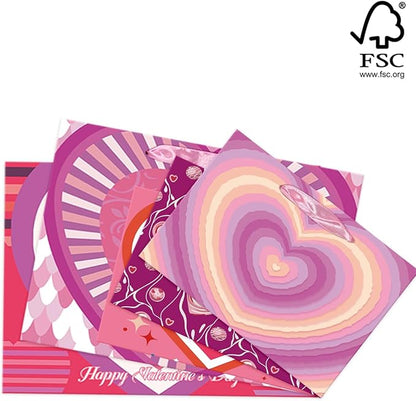 qiqee Valentine 5PCS Wide Gift Bag with Tissue Paper Assorted Size Present Wrap Bags For Lover (3 PCS Medium Size+2 PCS Large Size)