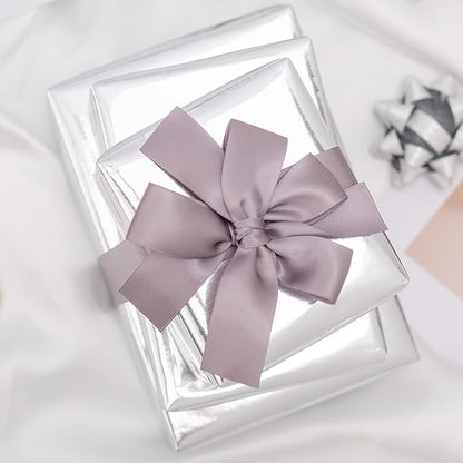 Merture Metallic Silver Wrapping Paper Roll - 17 In X 16.4 Ft(23.3 sq.ft.) Solid Color Silver Gift Wrap with Cutting Lines for Christmas, Wedding, Birthday, Valentines Day, Mothers Day, Baby Shower