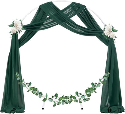 Socomi Wedding Arch Draping Fabric 3 Panels 29" x 19Ft Emerald Green Sheer Chiffon Curtain Drapes 6 Yards for Wedding Ceremony Birthday Party Decoration