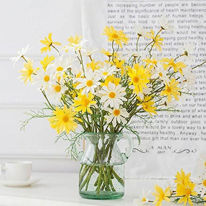10pcs Artificial Daisy Flowers Flower Arrangements for Home Hotel Office Wedding Party Garden Craft Art Decor Each Approx 21" High No Vase Yellow