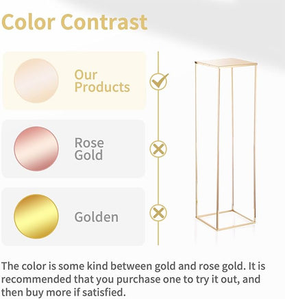 NUPTIO Gold Vases for Centerpieces Wedding - 2 Pcs 39.4 inch Tall Metal Flower Vase Flowers Stand for Party Tables Decorations - Elegant Bulk Weddings Decoration Table Geometric Centerpiece Stand