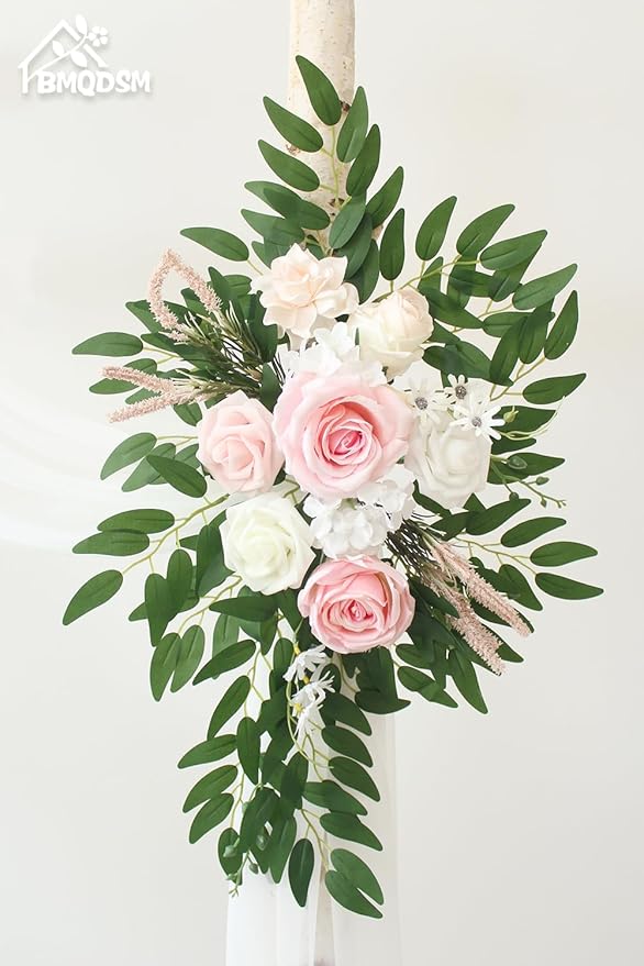 Artificial Flowers Wedding Arch Decor Arch Flowers (Set of 2) for Wedding Welcome Sign and Backdrop Decoration (Light Pink)