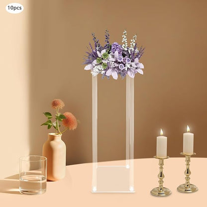 10 Pcs Tall Acrylic Vase Wedding Centerpieces Clear Flower Stand, Wedding Centerpieces Acrylic Vases Clear Column Flower Vase for Wedding Party Events Reception Table Decor