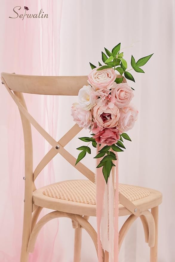 Serwalin Artificial Flowers Pink Peonies Silk Flowers Fake Flowers with Stems Dusty Roses for Wedding Bouquets Centerpieces Cake Decor Baby Shower Decoration