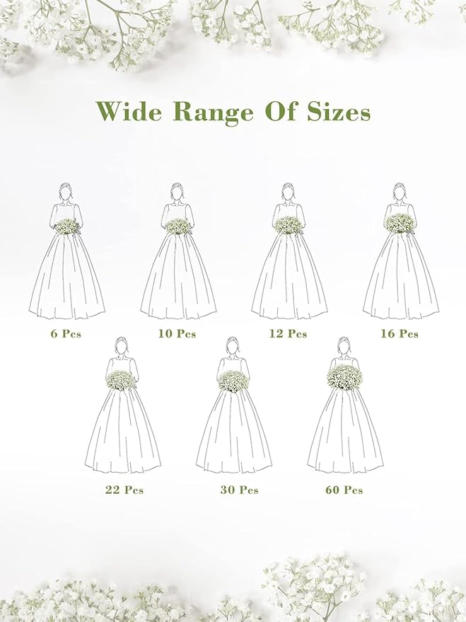 Yastouay Babys Breath Artificial Flowers, 16Pcs Fake White Babys Breath Flowers Artificial Bulk, Real Touch Faux Babies Breath Gypsophila Bouquet for Wedding Floral Arrangement Party Decor