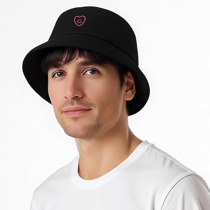 Fashion Embroidered Bucket Hat Cotton Summer Beach Sun Hat for Women Men Teen