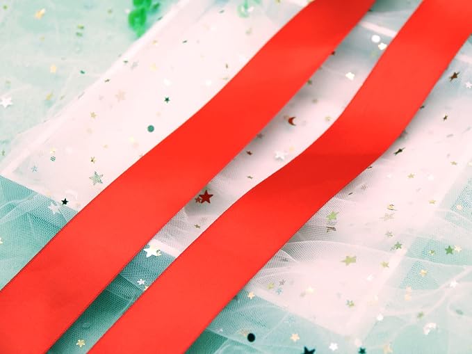 Red Double Faced Satin Ribbons 1-1/2 inch Flower Boutique Gift Wrapping Ribbon 1.5inch 50yards Fabric Silk Bow Ribbon for Valentine's Day & Mother's Day DIY Crafts Hair Headband-Sewing-Binding-Bow
